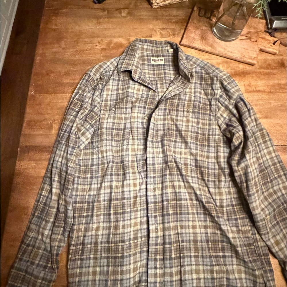 RedHead Blue and Brown Plaid Shirt